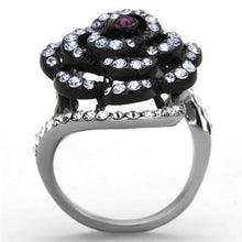 Load image into Gallery viewer, Womens Black Ring Anillo Para Mujer y Ninos Kids 316L Stainless Steel Ring with Top Grade Crystal in Amethyst Desio - Jewelry Store by Erik Rayo
