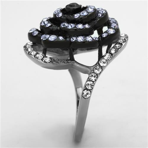 Womens Black Ring Anillo Para Mujer 316L Stainless Steel Ring with Top Grade Crystal in Amethyst Desio - Jewelry Store by Erik Rayo