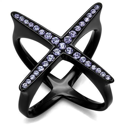Womens Black Ring Anillo Para Mujer 316L Stainless Steel Ring with Top Grade Crystal in Amethyst Nora - Jewelry Store by Erik Rayo