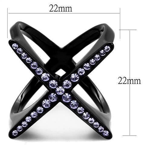 Womens Black Ring Anillo Para Mujer 316L Stainless Steel Ring with Top Grade Crystal in Amethyst Nora - Jewelry Store by Erik Rayo