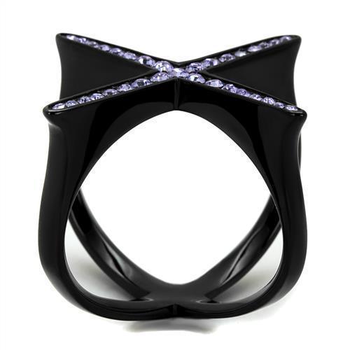 Womens Black Ring Anillo Para Mujer 316L Stainless Steel Ring with Top Grade Crystal in Amethyst Nora - Jewelry Store by Erik Rayo
