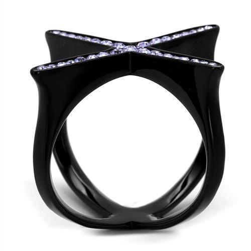 Womens Black Ring Anillo Para Mujer 316L Stainless Steel Ring with Top Grade Crystal in Amethyst Nora - Jewelry Store by Erik Rayo
