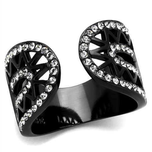 Womens Black Ring Anillo Para Mujer 316L Stainless Steel Ring with Top Grade Crystal in Black Diamond Abital - Jewelry Store by Erik Rayo