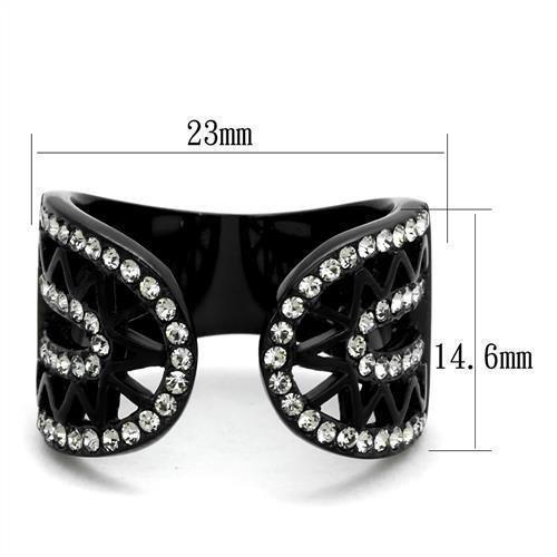 Womens Black Ring Anillo Para Mujer 316L Stainless Steel Ring with Top Grade Crystal in Black Diamond Abital - Jewelry Store by Erik Rayo