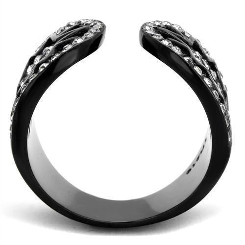 Womens Black Ring Anillo Para Mujer 316L Stainless Steel Ring with Top Grade Crystal in Black Diamond Abital - Jewelry Store by Erik Rayo