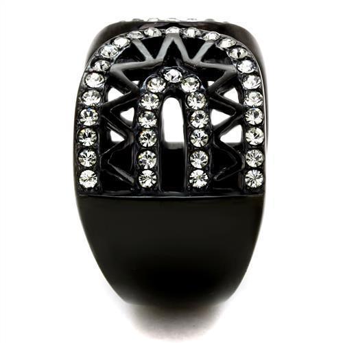 Womens Black Ring Anillo Para Mujer 316L Stainless Steel Ring with Top Grade Crystal in Black Diamond Abital - Jewelry Store by Erik Rayo