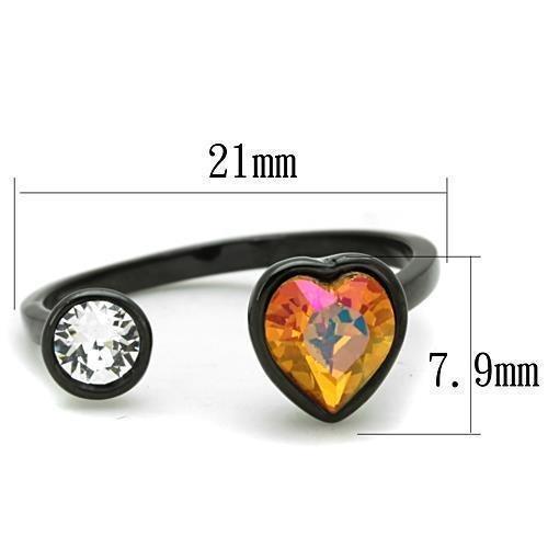Womens Black Ring Anillo Para Mujer 316L Stainless Steel Ring with Top Grade Crystal in Champagne Assisi - Jewelry Store by Erik Rayo