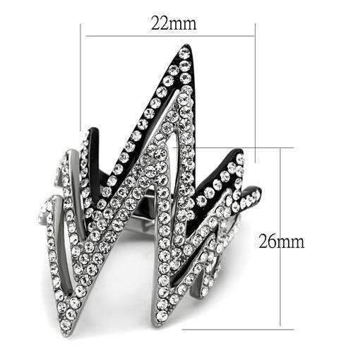 Womens Black Ring Anillo Para Mujer 316L Stainless Steel Ring with Top Grade Crystal in Clear Bernadette - Jewelry Store by Erik Rayo