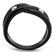 Load image into Gallery viewer, Womens Black Ring Anillo Para Mujer y Ninos Kids 316L Stainless Steel Ring with Top Grade Crystal in Clear Miriam - Jewelry Store by Erik Rayo
