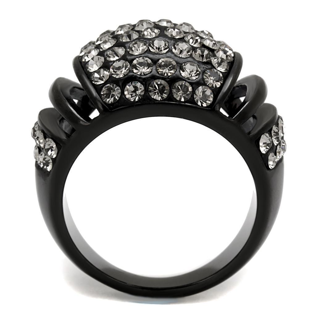 Womens Black Ring Anillo Para Mujer 316L Stainless Steel Ring with Top Grade Crystal in Hematite Fahari - Jewelry Store by Erik Rayo