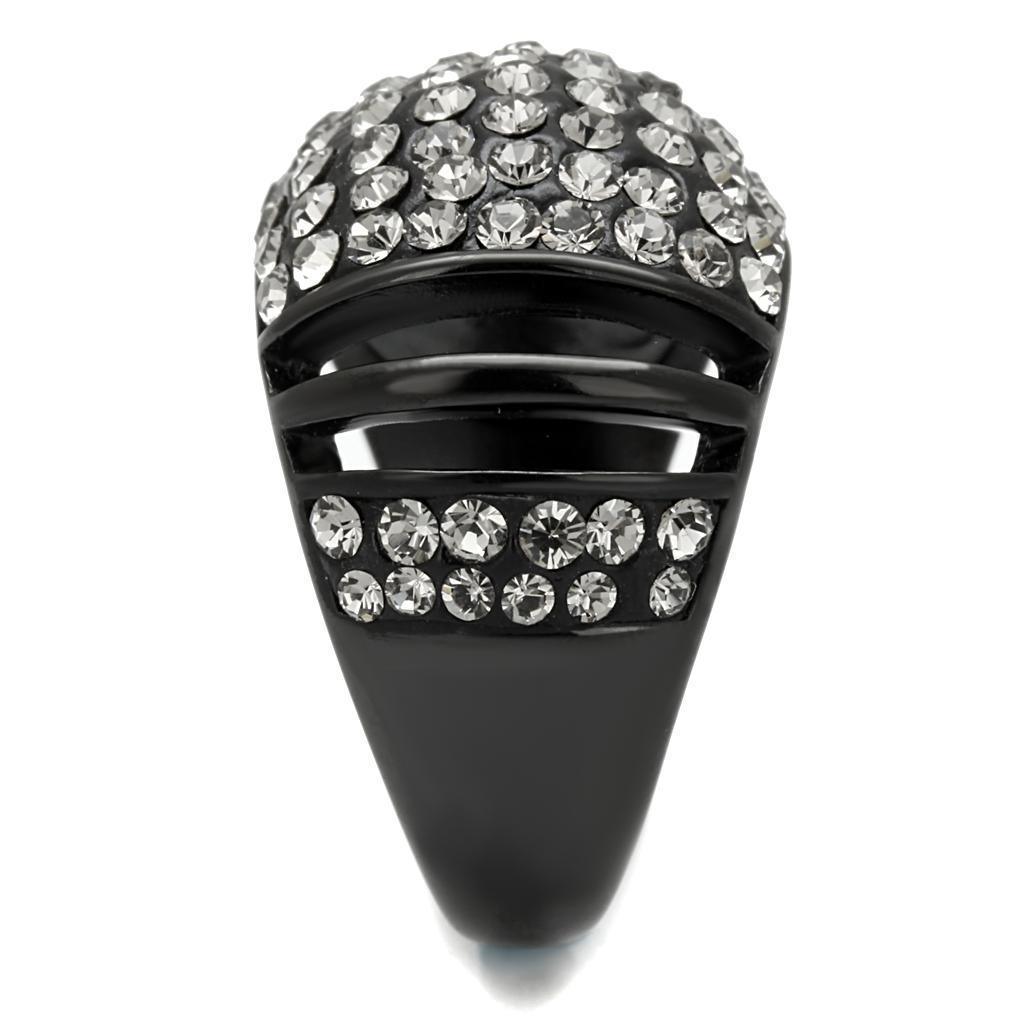 Womens Black Ring Anillo Para Mujer 316L Stainless Steel Ring with Top Grade Crystal in Hematite Fahari - Jewelry Store by Erik Rayo