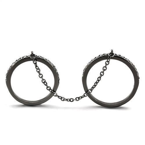 Womens Black Ring Anillo Para Mujer 316L Stainless Steel Ring with Top Grade Crystal in Jet Armani - Jewelry Store by Erik Rayo