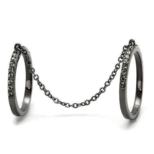 Womens Black Ring Anillo Para Mujer 316L Stainless Steel Ring with Top Grade Crystal in Jet Armani - Jewelry Store by Erik Rayo