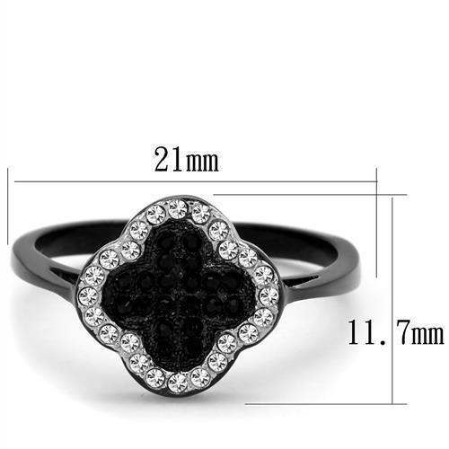 Womens Black Ring Anillo Para Mujer 316L Stainless Steel Ring with Top Grade Crystal in Jet Eliana - Jewelry Store by Erik Rayo