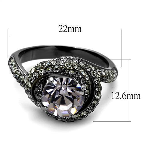 Womens Black Ring Anillo Para Mujer 316L Stainless Steel Ring with Top Grade Crystal in Light Amethyst Arake - Jewelry Store by Erik Rayo