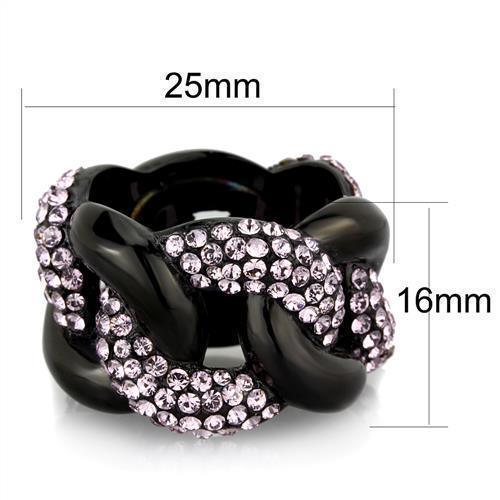 Womens Black Ring Anillo Para Mujer 316L Stainless Steel Ring with Top Grade Crystal in Light Amethyst Volterra - Jewelry Store by Erik Rayo