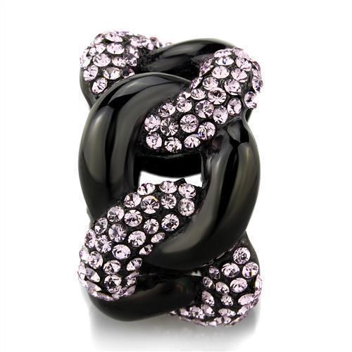 Womens Black Ring Anillo Para Mujer 316L Stainless Steel Ring with Top Grade Crystal in Light Amethyst Volterra - Jewelry Store by Erik Rayo