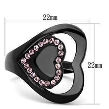 Load image into Gallery viewer, Womens Black Ring Anillo Para Mujer y Ninos Kids 316L Stainless Steel Ring with Top Grade Crystal in Light Rose Citta - Jewelry Store by Erik Rayo
