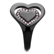 Load image into Gallery viewer, Womens Black Ring Anillo Para Mujer y Ninos Kids 316L Stainless Steel Ring with Top Grade Crystal in Light Rose Citta - Jewelry Store by Erik Rayo
