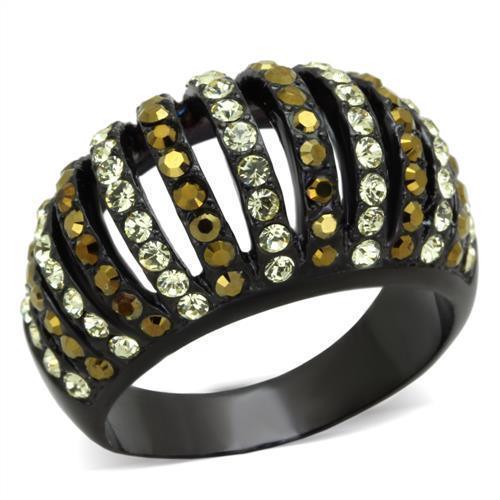 Womens Black Ring Anillo Para Mujer y Ninos Kids 316L Stainless Steel Ring with Top Grade Crystal in Multi Color Arezzo - Jewelry Store by Erik Rayo