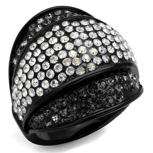 Womens Black Ring Anillo Para Mujer 316L Stainless Steel Ring with Top Grade Crystal in Multi Color Bernice - Jewelry Store by Erik Rayo