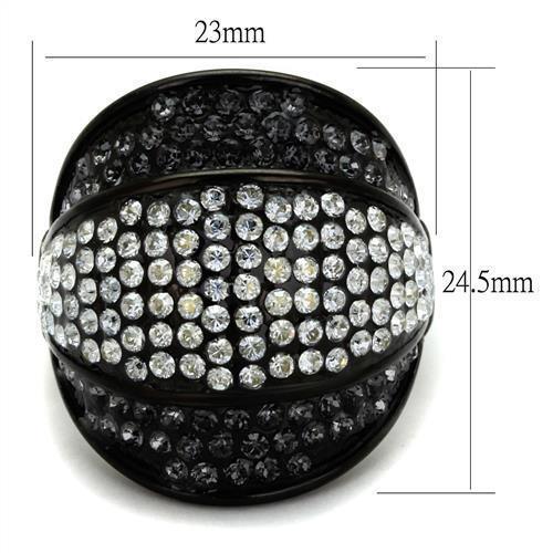 Womens Black Ring Anillo Para Mujer 316L Stainless Steel Ring with Top Grade Crystal in Multi Color Bernice - Jewelry Store by Erik Rayo