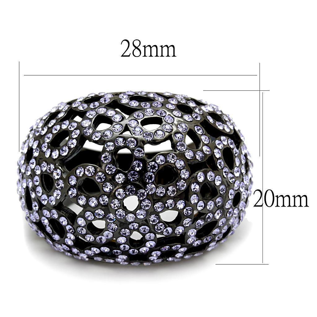 Womens Black Ring Anillo Para Mujer 316L Stainless Steel Ring with Top Grade Crystal in Tanzanite Mary - Jewelry Store by Erik Rayo