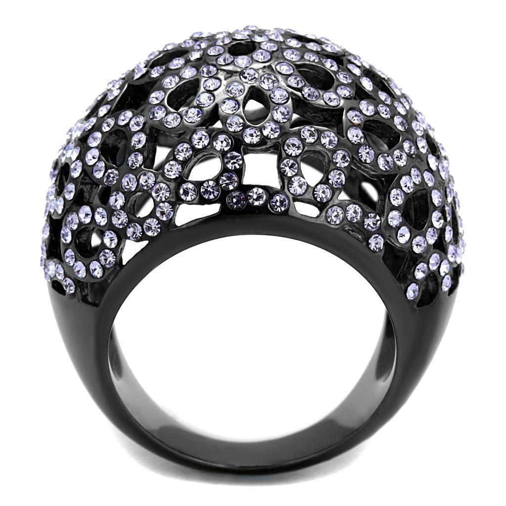 Womens Black Ring Anillo Para Mujer 316L Stainless Steel Ring with Top Grade Crystal in Tanzanite Mary - Jewelry Store by Erik Rayo