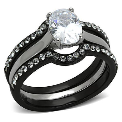 Womens Black Ring Anillo Para Mujer Stainless Steel Ring AAA Grade CZ in Clear Ferentino - Jewelry Store by Erik Rayo