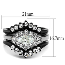 Load image into Gallery viewer, Womens Black Ring Anillo Para Mujer Stainless Steel Ring with AAA Grade CZ in Clear Adalia - Jewelry Store by Erik Rayo
