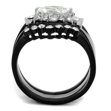 Load image into Gallery viewer, Womens Black Ring Anillo Para Mujer Stainless Steel Ring with AAA Grade CZ in Clear Adalia - Jewelry Store by Erik Rayo
