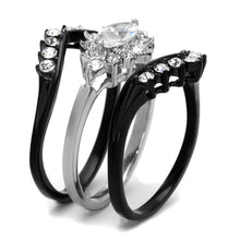 Load image into Gallery viewer, Womens Black Ring Anillo Para Mujer Stainless Steel Ring with AAA Grade CZ in Clear Adalia - Jewelry Store by Erik Rayo
