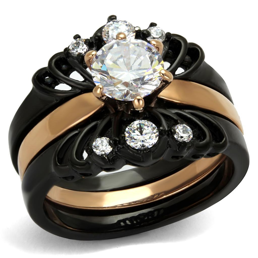 Black Rings for Women Anillo Para Mujer Stainless Steel Ring with AAA Grade CZ in Clear Adalya - Jewelry Store by Erik Rayo