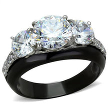 Load image into Gallery viewer, Womens Black Ring Anillo Para Mujer Stainless Steel Ring with AAA Grade CZ in Clear Anna - Jewelry Store by Erik Rayo
