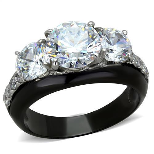 Womens Black Ring Anillo Para Mujer Stainless Steel Ring with AAA Grade CZ in Clear Anna - Jewelry Store by Erik Rayo