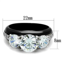 Load image into Gallery viewer, Womens Black Ring Anillo Para Mujer Stainless Steel Ring with AAA Grade CZ in Clear Anna - Jewelry Store by Erik Rayo
