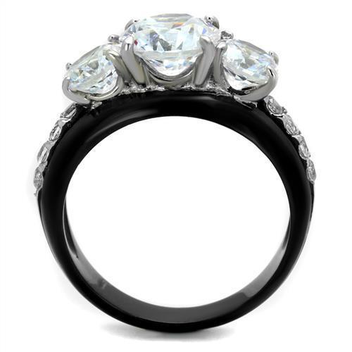 Black Rings for Women Anillo Para Mujer Stainless Steel Ring with AAA Grade CZ in Clear Anna - Jewelry Store by Erik Rayo