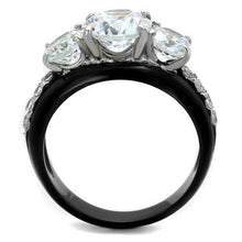 Load image into Gallery viewer, Womens Black Ring Anillo Para Mujer Stainless Steel Ring with AAA Grade CZ in Clear Anna - Jewelry Store by Erik Rayo
