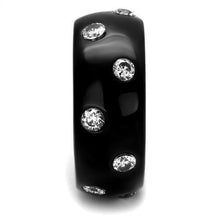 Load image into Gallery viewer, Womens Black Ring Anillo Para Mujer Stainless Steel Ring with AAA Grade CZ in Clear Areli - Jewelry Store by Erik Rayo
