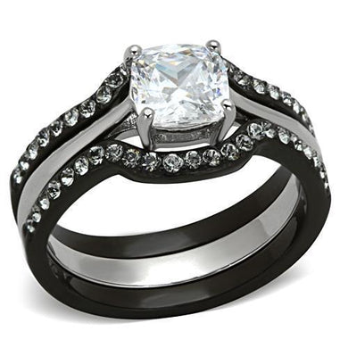 Womens Black Ring Anillo Para Mujer Stainless Steel Ring with AAA Grade CZ in Clear Cori - Jewelry Store by Erik Rayo