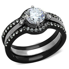 Load image into Gallery viewer, Womens Black Ring Anillo Para Mujer Stainless Steel Ring with AAA Grade CZ in Clear Frosinone - Jewelry Store by Erik Rayo
