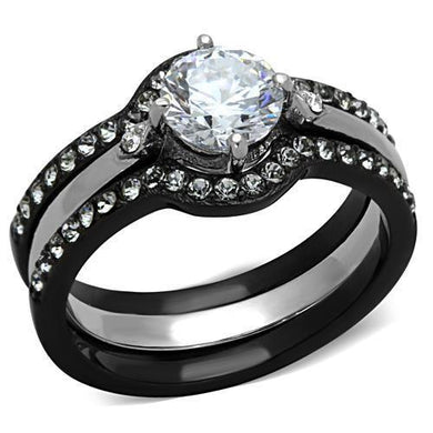 Womens Black Ring Anillo Para Mujer Stainless Steel Ring with AAA Grade CZ in Clear Frosinone - Jewelry Store by Erik Rayo