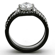 Load image into Gallery viewer, Womens Black Ring Anillo Para Mujer Stainless Steel Ring with AAA Grade CZ in Clear Frosinone - Jewelry Store by Erik Rayo
