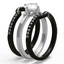 Load image into Gallery viewer, Womens Black Ring Anillo Para Mujer Stainless Steel Ring with AAA Grade CZ in Clear Frosinone - Jewelry Store by Erik Rayo
