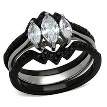 Load image into Gallery viewer, Womens Black Ring Anillo Para Mujer Stainless Steel Ring with AAA Grade CZ in Clear Latina - Jewelry Store by Erik Rayo
