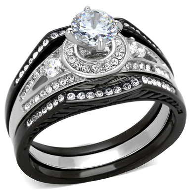 Womens Black Ring Anillo Para Mujer Stainless Steel Ring with AAA Grade CZ in Clear Naomi - Jewelry Store by Erik Rayo