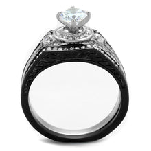 Load image into Gallery viewer, Womens Black Ring Anillo Para Mujer Stainless Steel Ring with AAA Grade CZ in Clear Naomi - Jewelry Store by Erik Rayo
