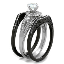 Load image into Gallery viewer, Womens Black Ring Anillo Para Mujer Stainless Steel Ring with AAA Grade CZ in Clear Naomi - Jewelry Store by Erik Rayo
