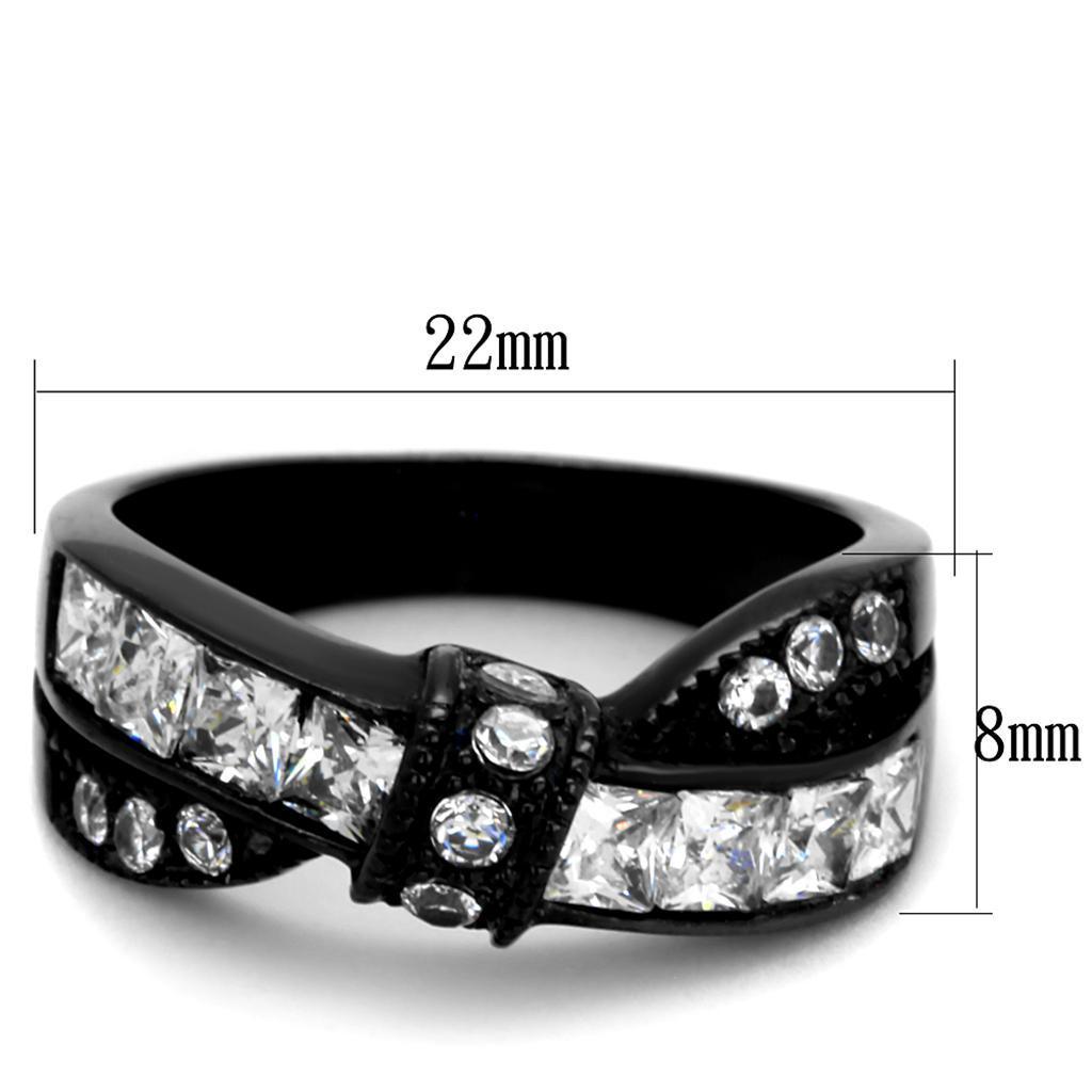 Black Rings for Women Anillo Para Mujer Stainless Steel Ring with AAA Grade CZ in Clear Salome - Jewelry Store by Erik Rayo