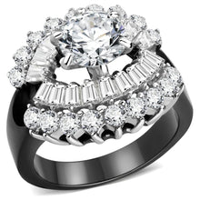 Load image into Gallery viewer, Womens Black Ring Anillo Para Mujer Stainless Steel Ring with AAA Grade CZ in Clear Verona - Jewelry Store by Erik Rayo
